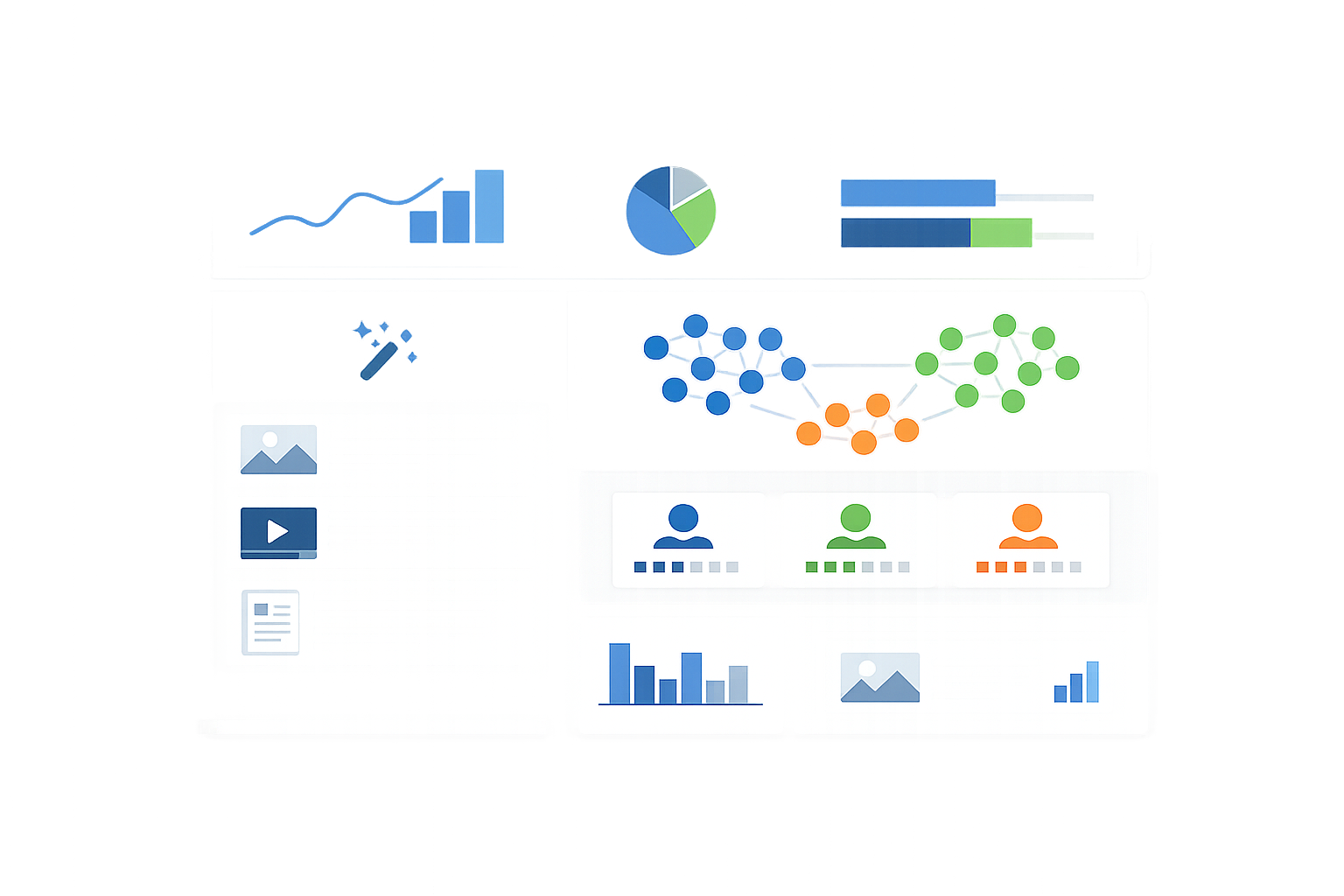 Minimalist dashboard showcasing automatic generation of personalized content and audience segmentation